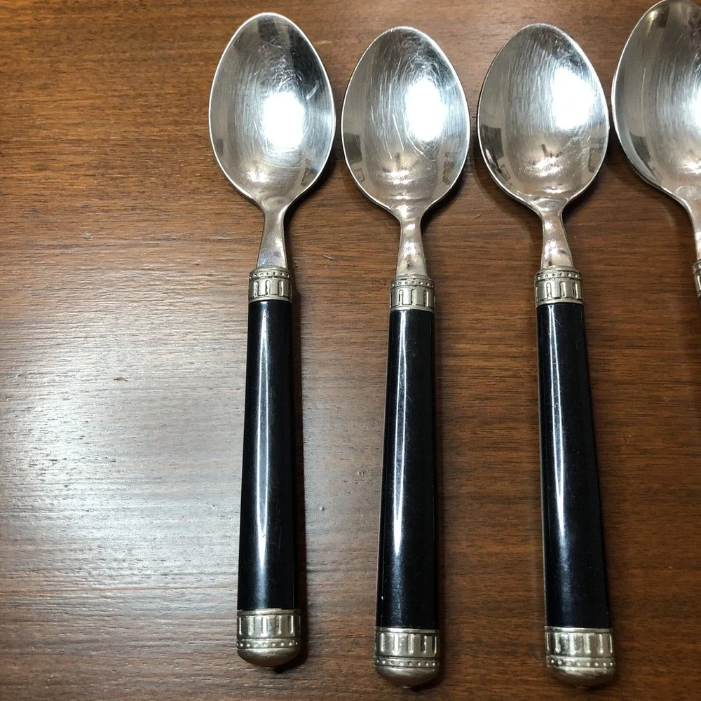 Italia Black EME flatware 6 spoons 18/10 Italy
